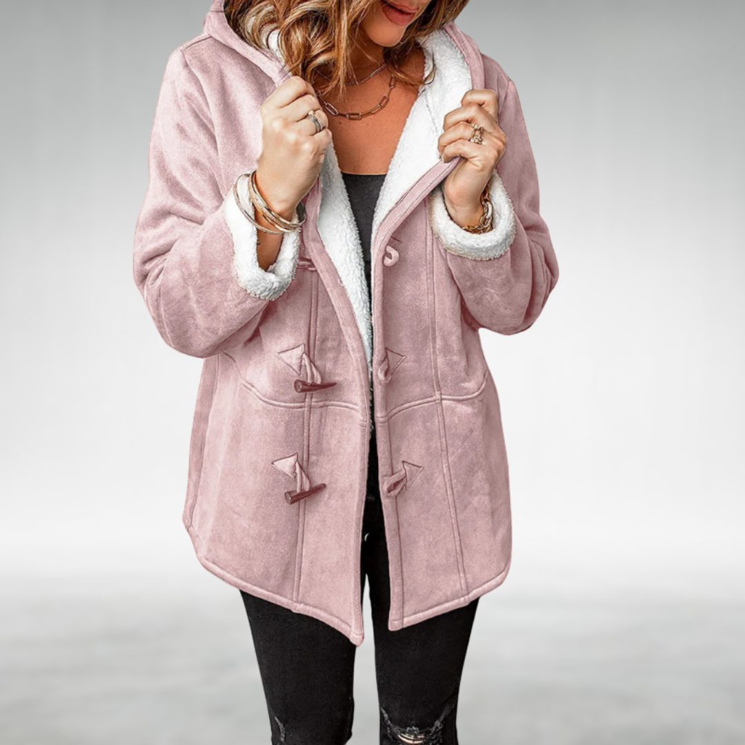 Lange wintermantel met fleece voering en knevelsluiting voor dames