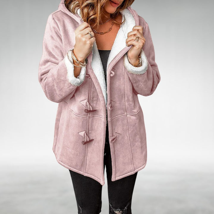 Lange wintermantel met fleece voering en knevelsluiting voor dames
