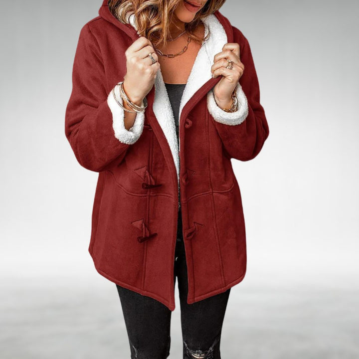 Lange wintermantel met fleece voering en knevelsluiting voor dames