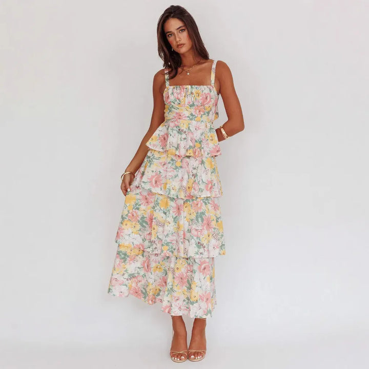Boho bloemen maxi-jurk