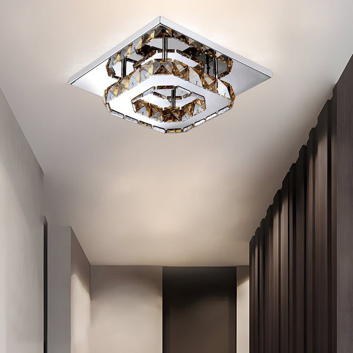 Plafondlamp met led, kristal en vierkant ontwerp voor de slaapkamer