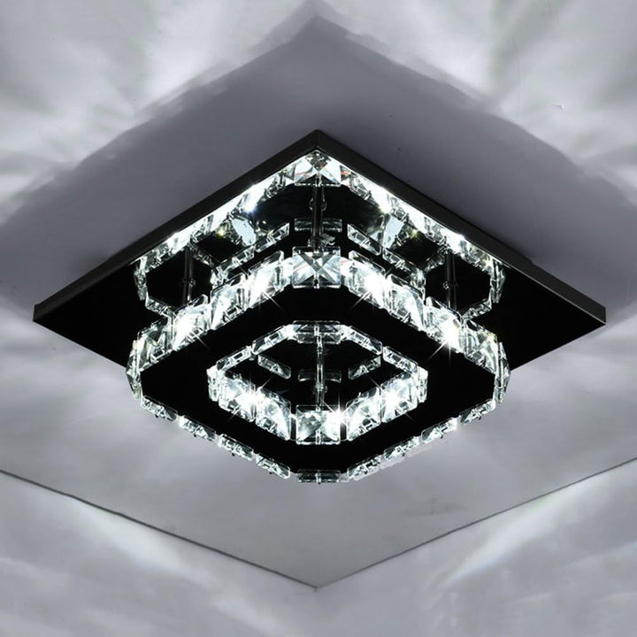 Plafondlamp met led, kristal en vierkant ontwerp voor de slaapkamer