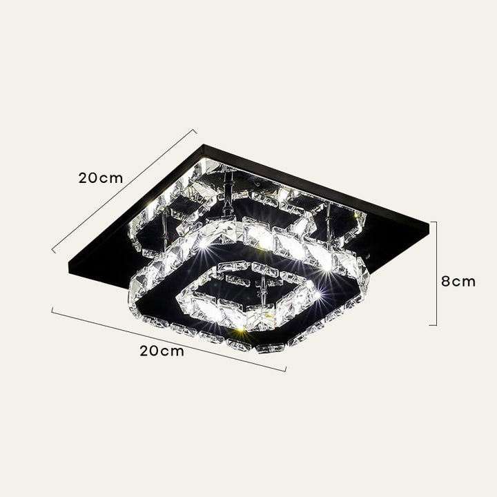 Plafondlamp met led, kristal en vierkant ontwerp voor de slaapkamer