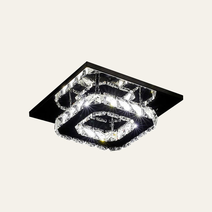 Plafondlamp met led, kristal en vierkant ontwerp voor de slaapkamer