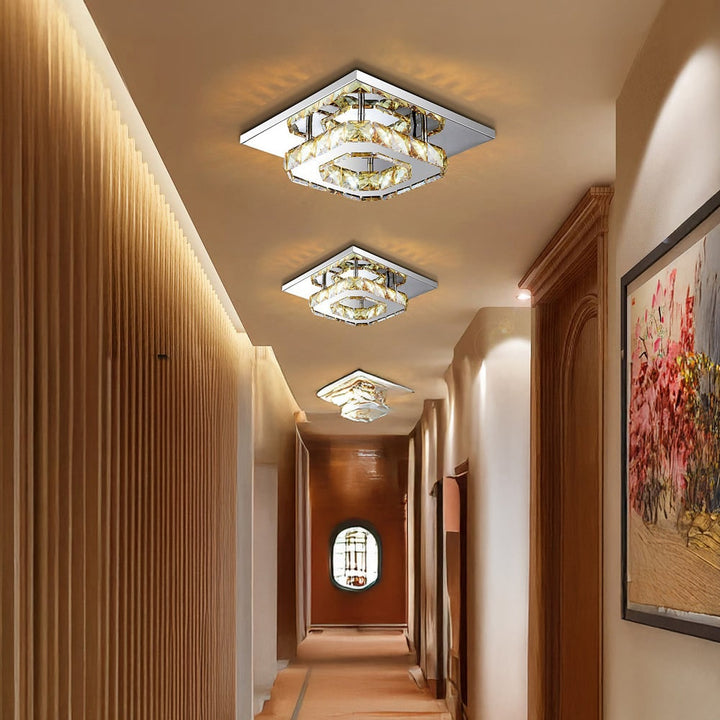 Plafondlamp met led, kristal en vierkant ontwerp voor de slaapkamer
