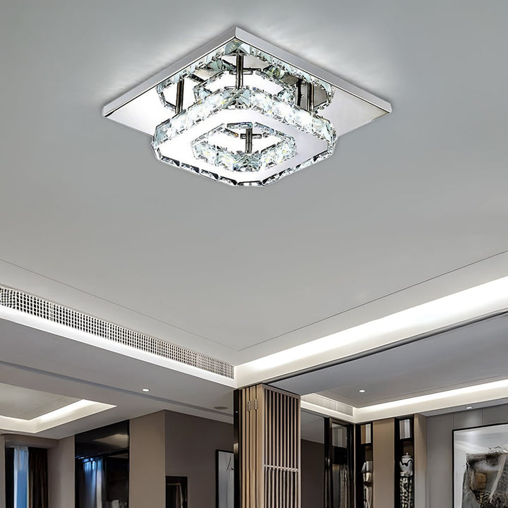 Plafondlamp met led, kristal en vierkant ontwerp voor de slaapkamer