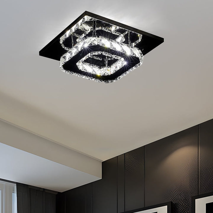 Plafondlamp met led, kristal en vierkant ontwerp voor de slaapkamer