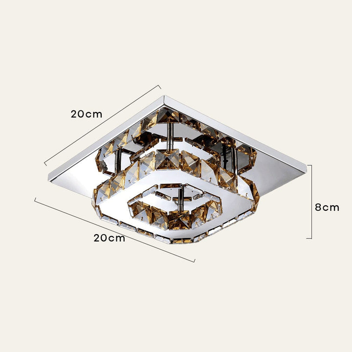 Plafondlamp met led, kristal en vierkant ontwerp voor de slaapkamer
