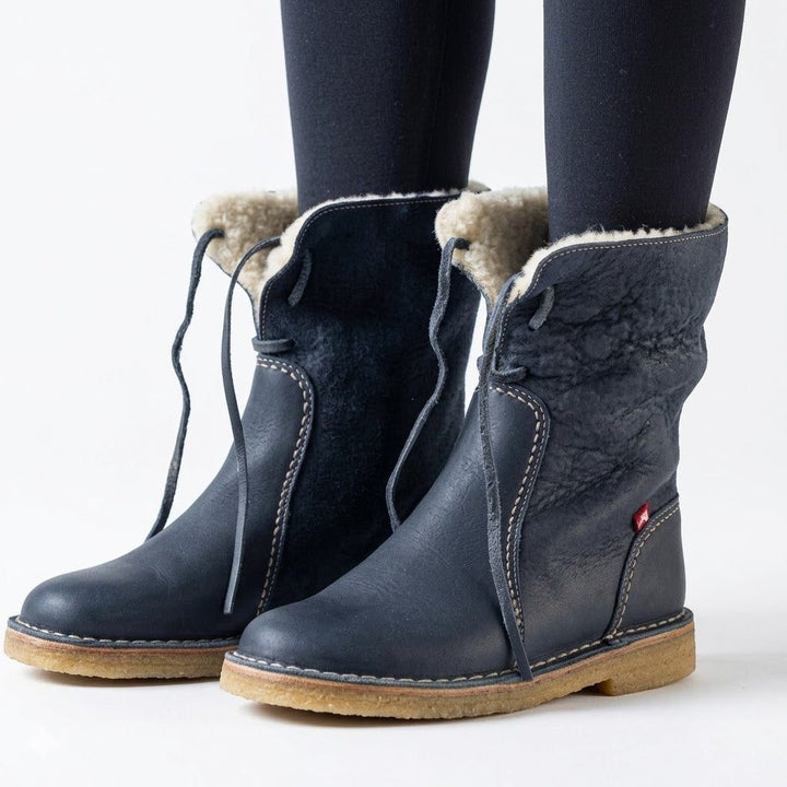 Gevoerde veterlaarzen met bontlook voor winterdagen voor dames