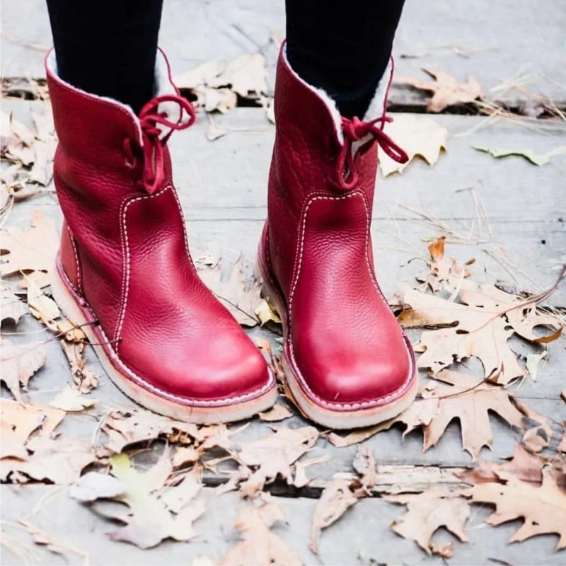 Gevoerde veterlaarzen met bontlook voor winterdagen voor dames
