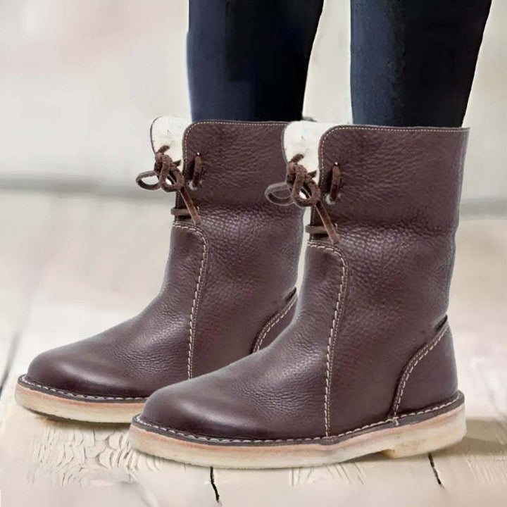 Gevoerde veterlaarzen met bontlook voor winterdagen voor dames