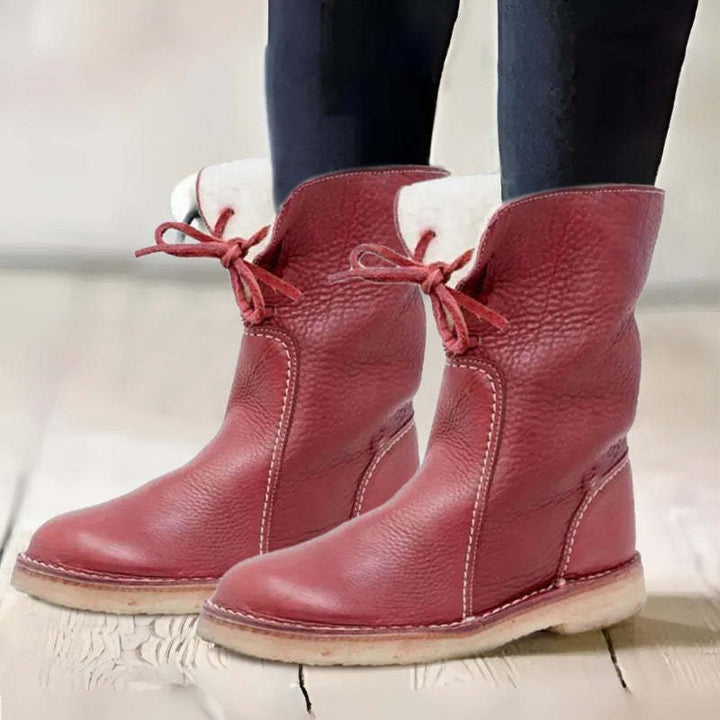 Gevoerde veterlaarzen met bontlook voor winterdagen voor dames