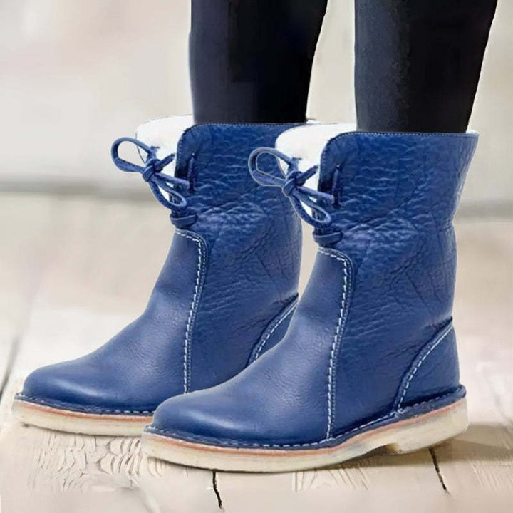 Gevoerde veterlaarzen met bontlook voor winterdagen voor dames