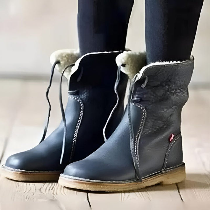Gevoerde veterlaarzen met bontlook voor winterdagen voor dames