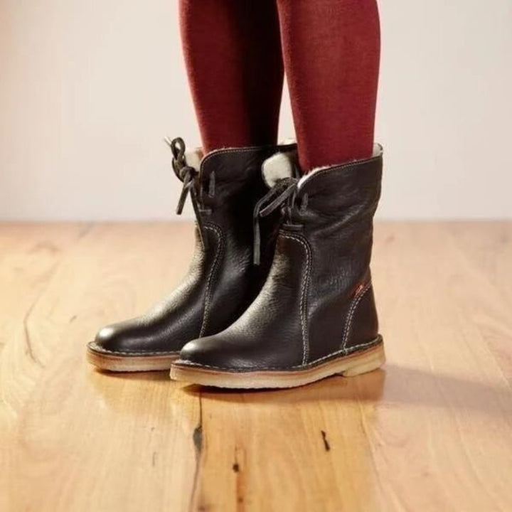 Gevoerde veterlaarzen met bontlook voor winterdagen voor dames