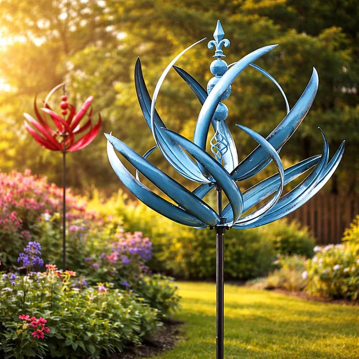 Windspinners voor de tuin met metalen lotusbloemontwerp en kinetische rotatie in twee richtingen