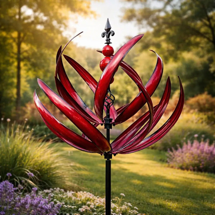 Windspinners voor de tuin met metalen lotusbloemontwerp en kinetische rotatie in twee richtingen