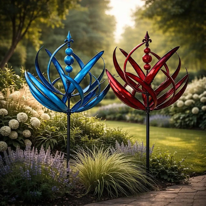 Windspinners voor de tuin met metalen lotusbloemontwerp en kinetische rotatie in twee richtingen