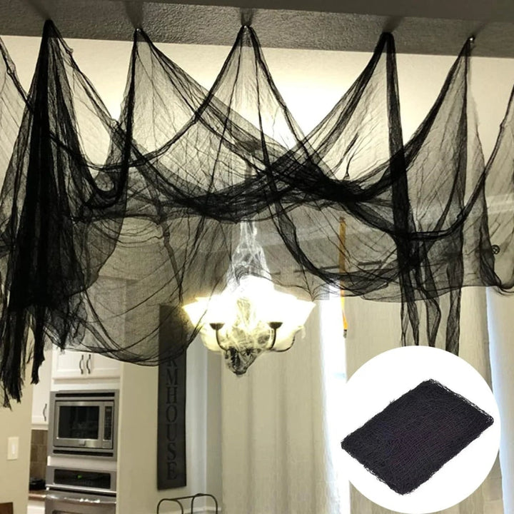 Halloween griezelige zwarte gazen doek decoratie voor spookhuis feest prop