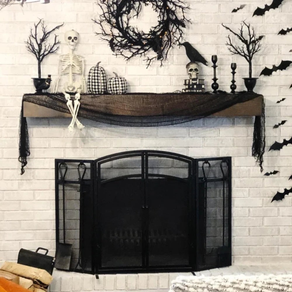 Halloween griezelige zwarte gazen doek decoratie voor spookhuis feest prop