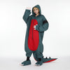 Halloween dinosaurus cosplay kostuum onesie jumpsuit met pruik en schoenovertrekken voor feest