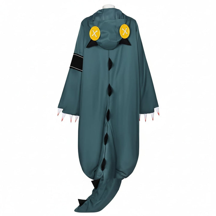Halloween dinosaurus cosplay kostuum onesie jumpsuit met pruik en schoenovertrekken voor feest