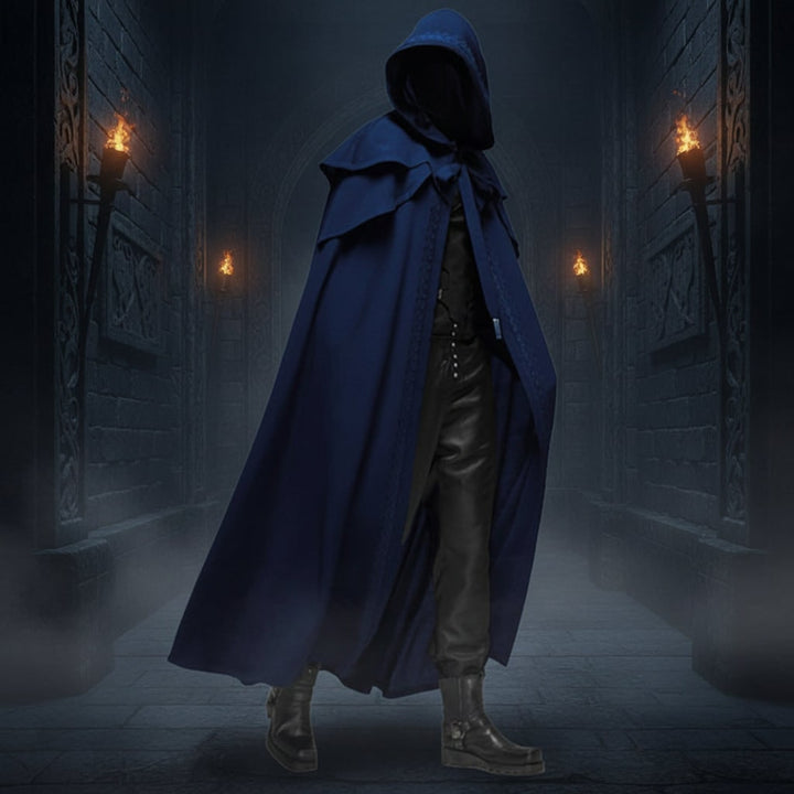 Halloween cape met capuchon en geborduurde rand voor heksenkostuum, feest, Roodkapje