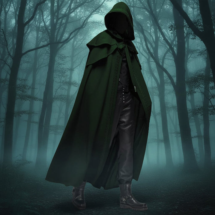 Halloween cape met capuchon en geborduurde rand voor heksenkostuum, feest, Roodkapje