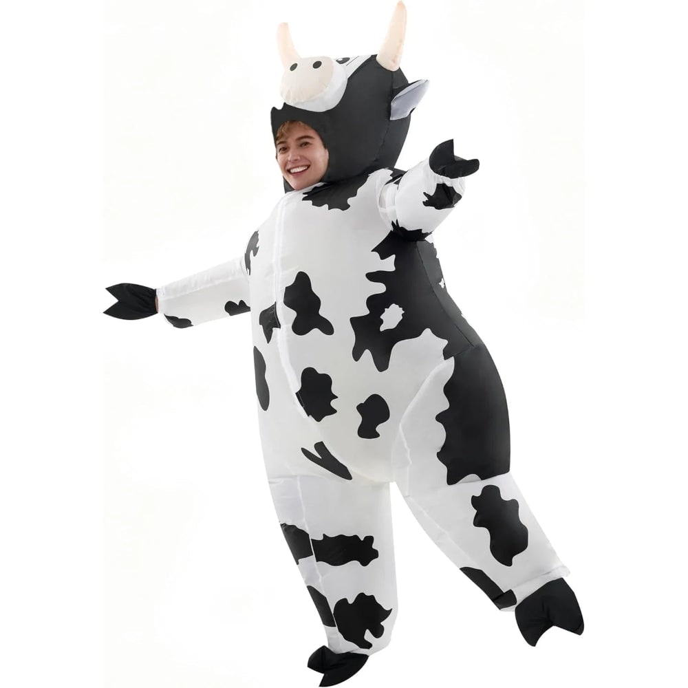 Halloween opblaasbaar koeienkostuum met opblaaspak en dierenontwerp