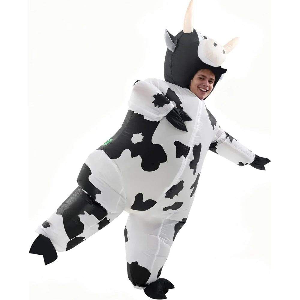 Halloween opblaasbaar koeienkostuum met opblaaspak en dierenontwerp
