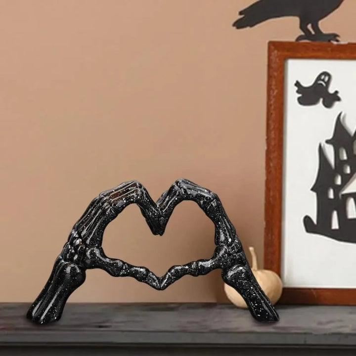 Halloween-skeletdecoratie met handen in hartvorm, plankdecoratie, tafelfiguur