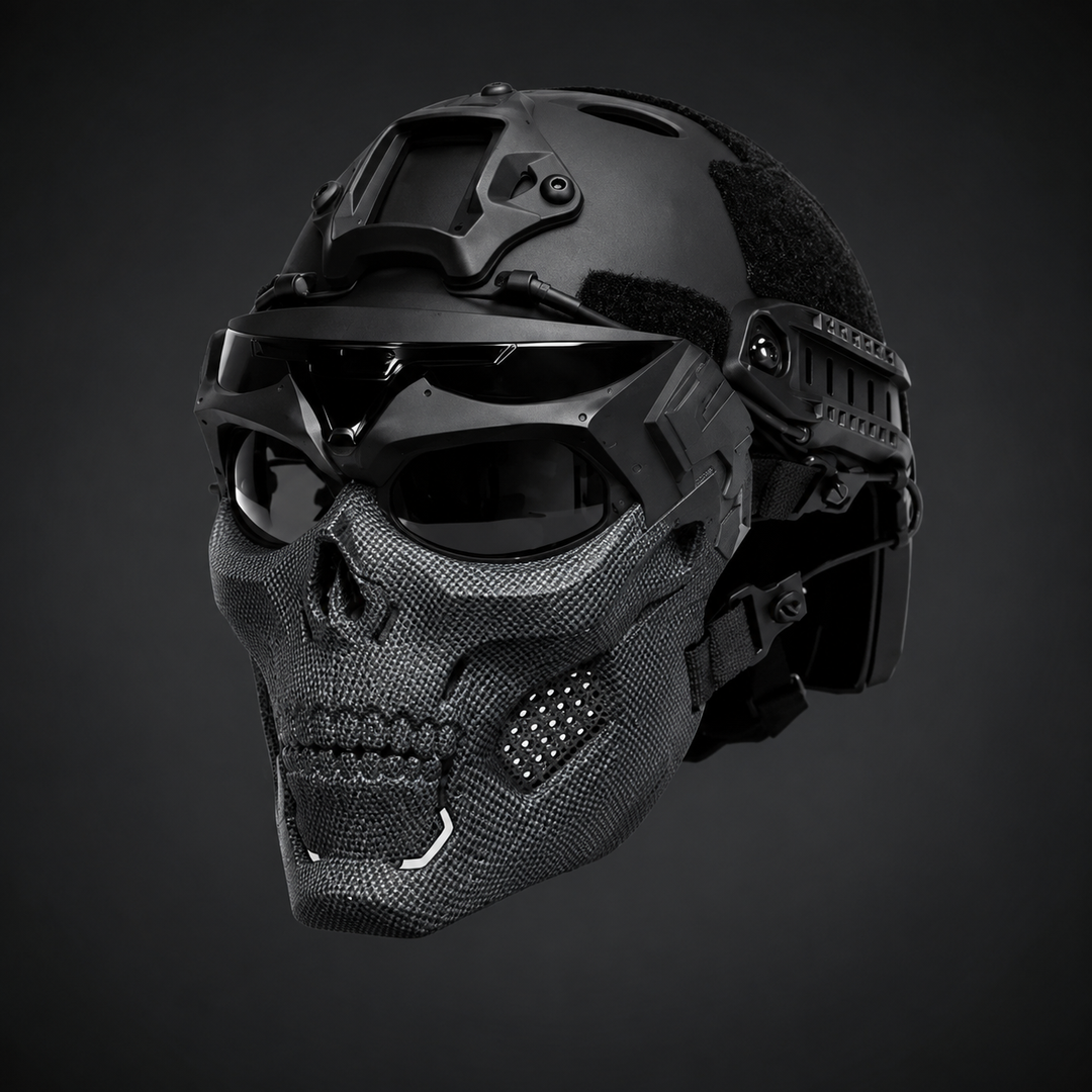 Halloween tactisch schedelmasker en gezichtsmasker met beschermbril voor cosplay airsoft paintball feest