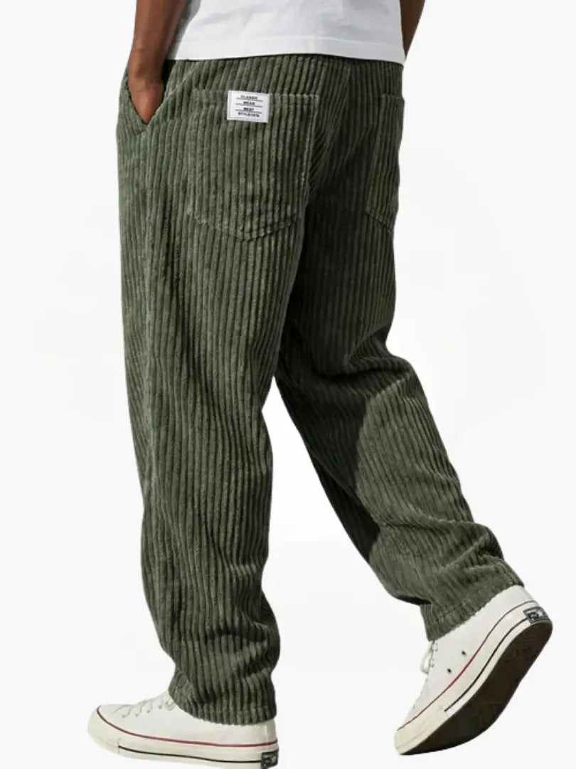 Heren Ribbroek met Elastische Tailleband en Steekzakken