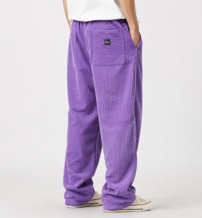 Heren Ribbroek met Elastische Tailleband en Steekzakken
