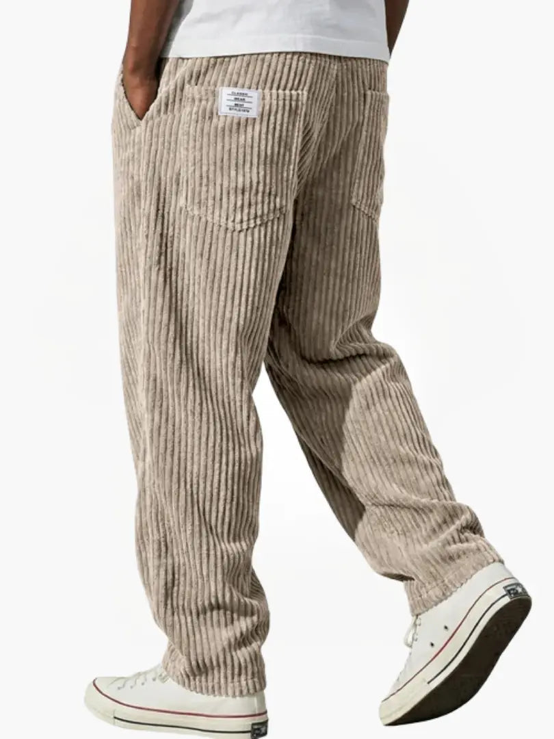 Heren Ribbroek met Elastische Tailleband en Steekzakken