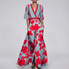 Lange Vrouwenjurk met Bloemenprint en V-Hals