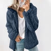 Warm Teddy Vest Blauw Met Capuchon