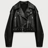 Cropped leren damesjas met riem