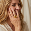 Ovale RVS Ring met 18K Gouden Plating