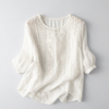 Dames Geborduurde Ronde Hals Blouse