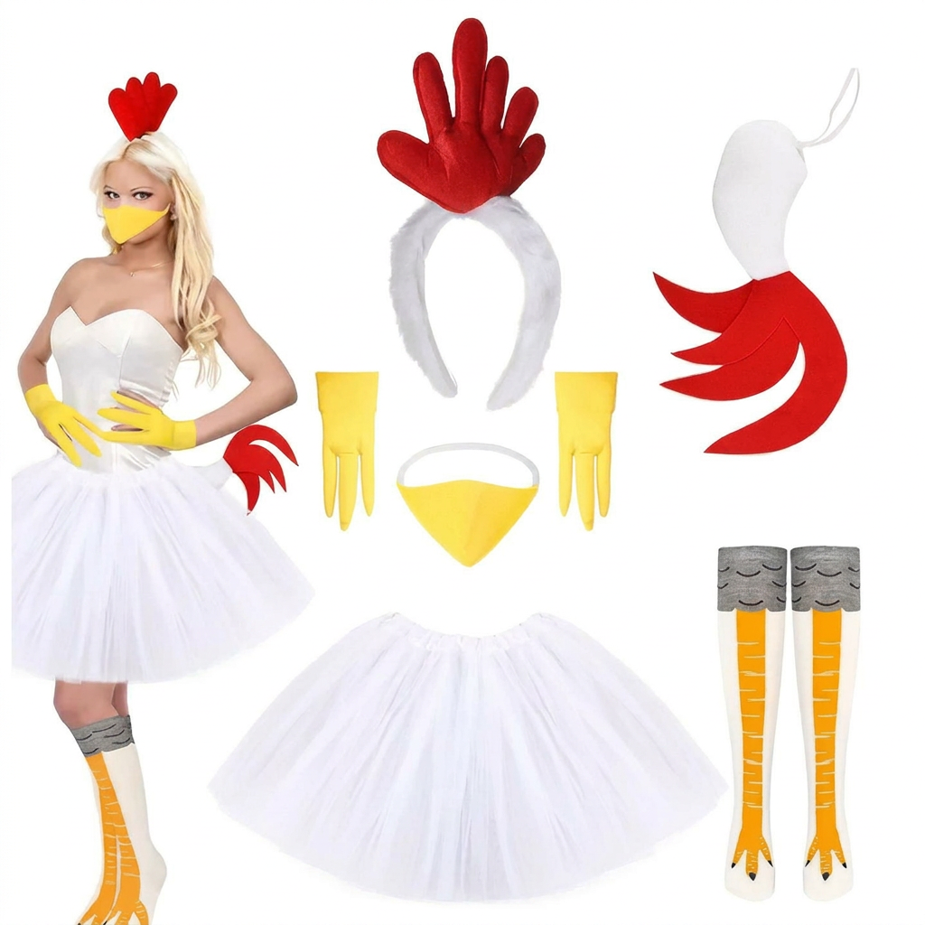 Carnavals Kip Kostuum | Complete 8-Delige Schattige Chicken Look