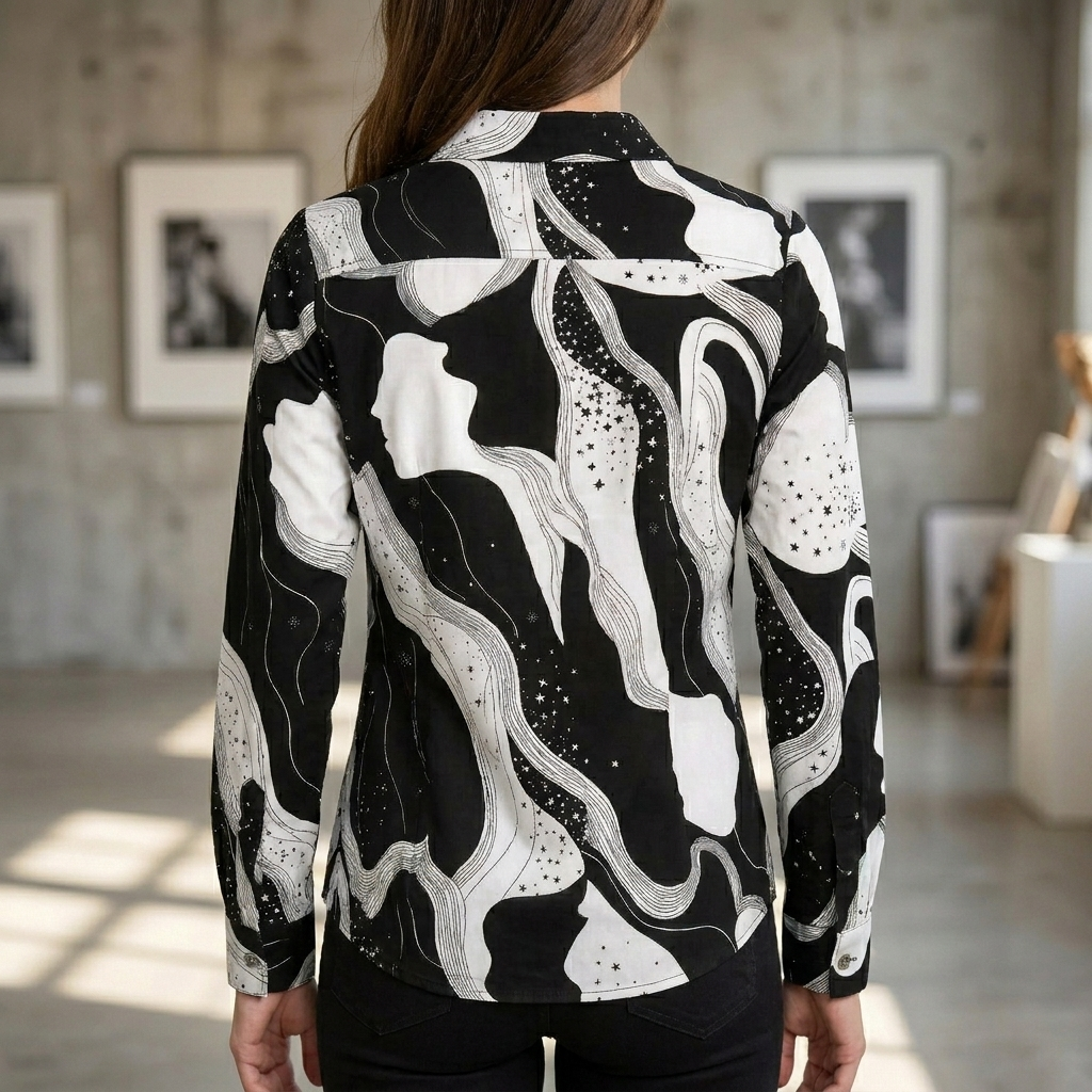 Blouse met V-hals en print