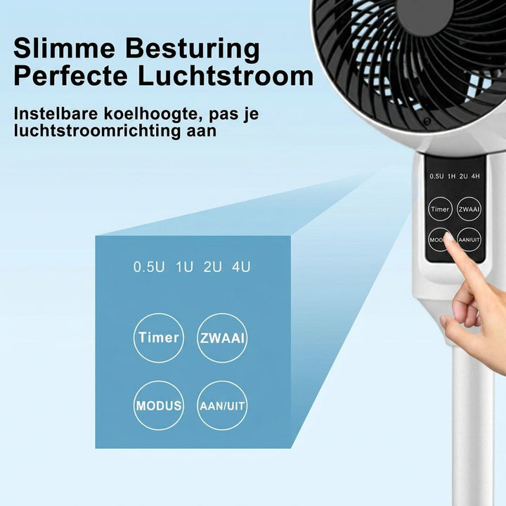 Verstelbare staande ventilator met 3D-oscillatie
