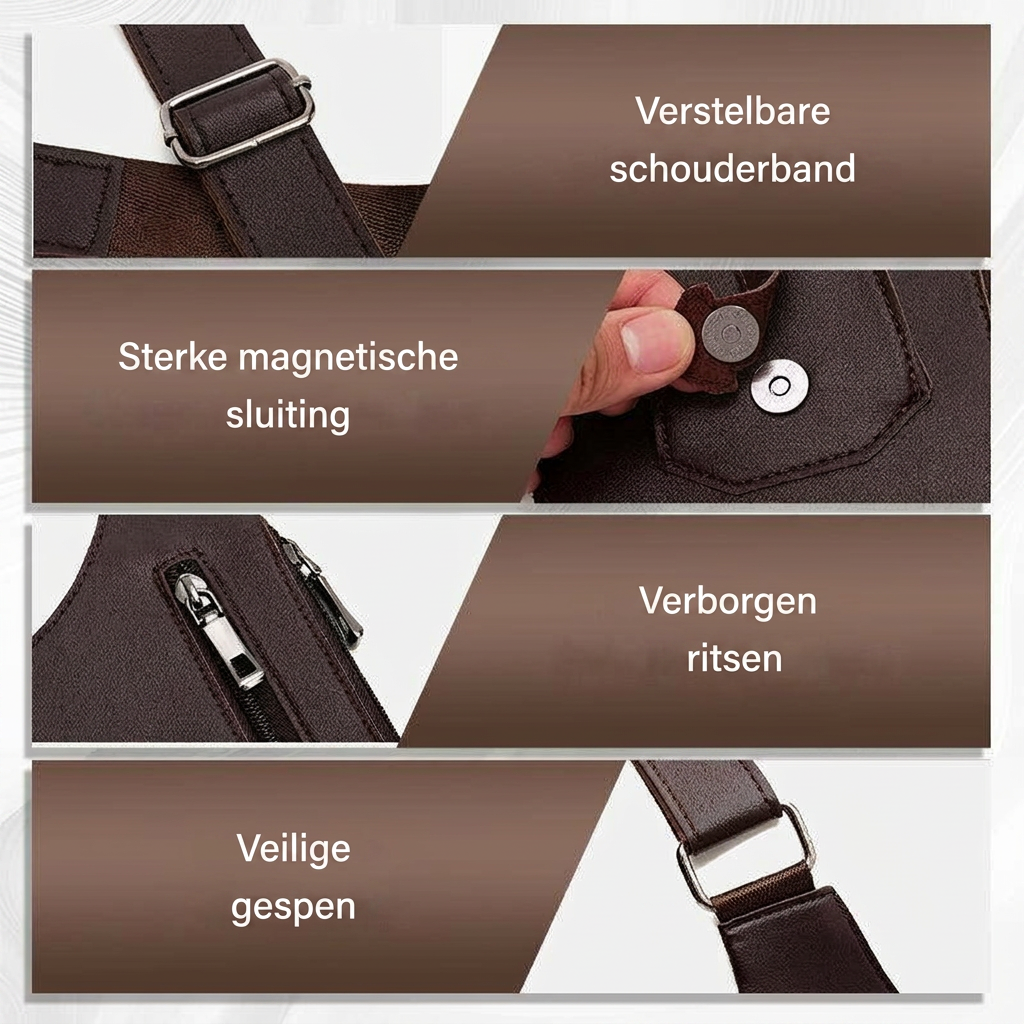 Diefstalbestendige schoudertas voor heren