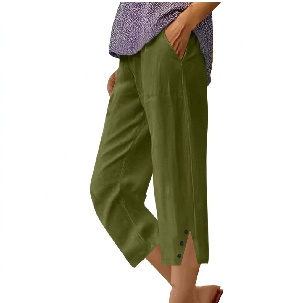 Hoge Taille Vrouwen Loose Fit Casual Broeken met Zakken