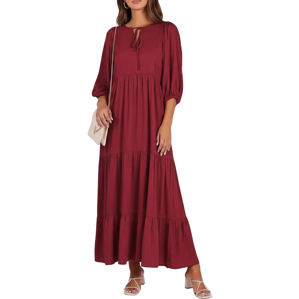 Vintage Bohemien Maxi-Jurk V-hals Korte Mouwen