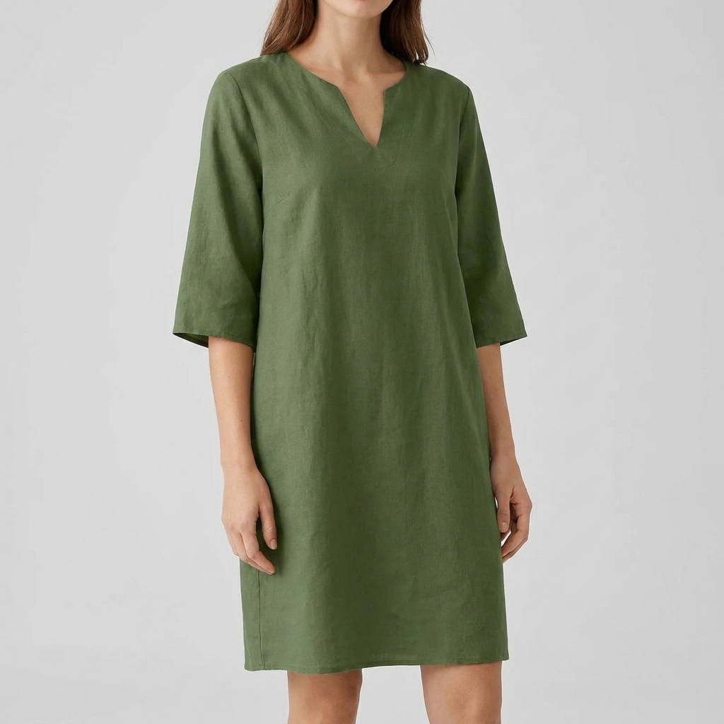 Vintage midi-jurk voor dames met korte mouwen