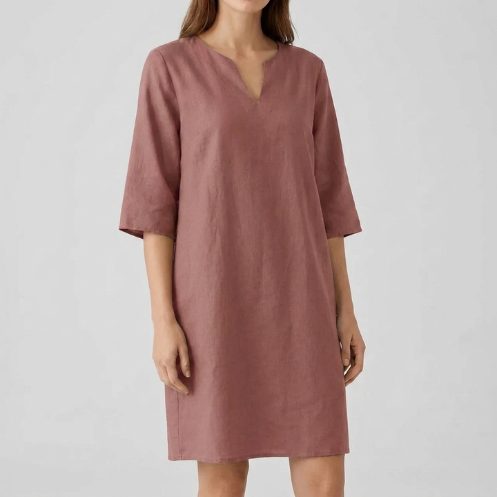 Vintage midi-jurk voor dames met korte mouwen