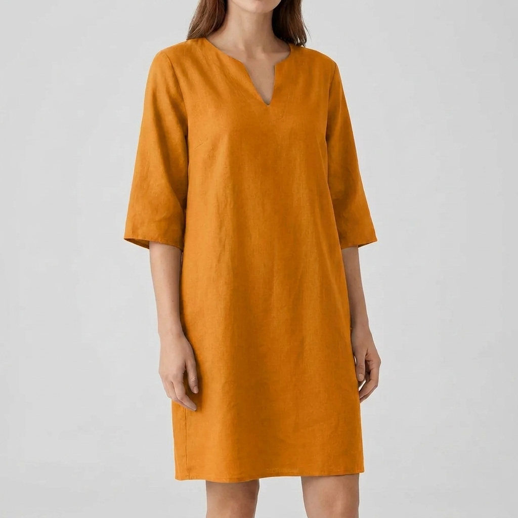 Vintage midi-jurk voor dames met korte mouwen