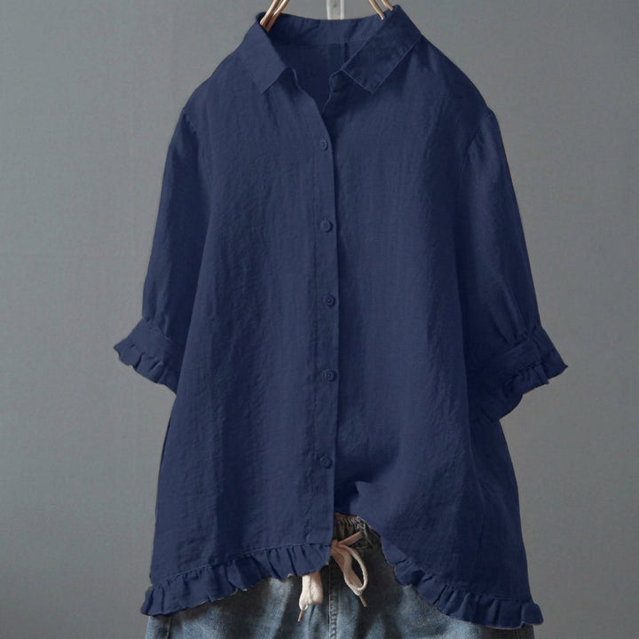 Dames Blouse Casual met Ruches Knoopsluiting